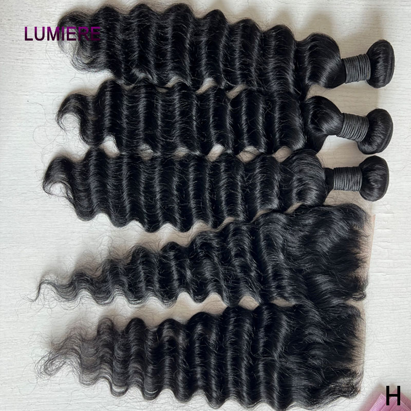 Deep Wave 3 Bundles With Closure - Extensions de cheveux humains vierges bruts