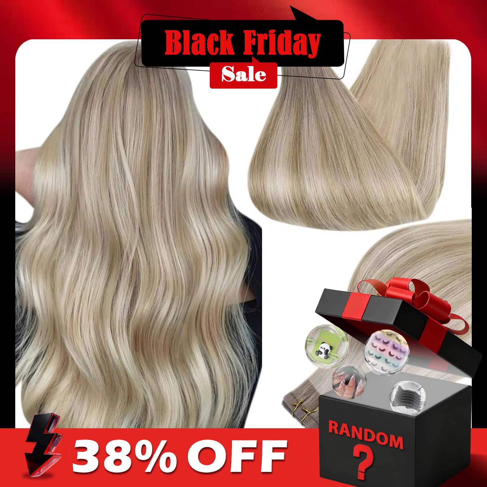 Invisible Tape In Extensions Real Hair - Bande entièrement brillante dans les Extensions