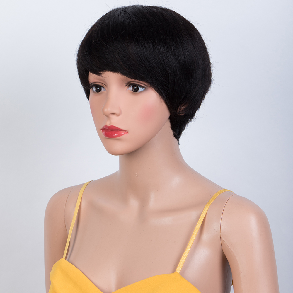Perruque courte et droite styl - Short Pixie Cut Wig Human Hair Cheap avis et prix