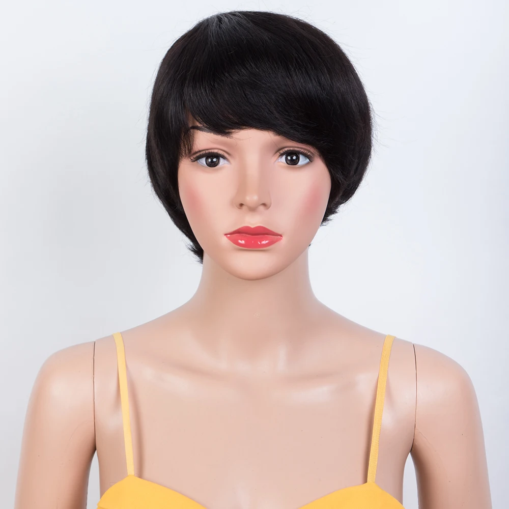 Perruque courte et droite styl - Short Pixie Cut Wig Human Hair Cheap avis et prix