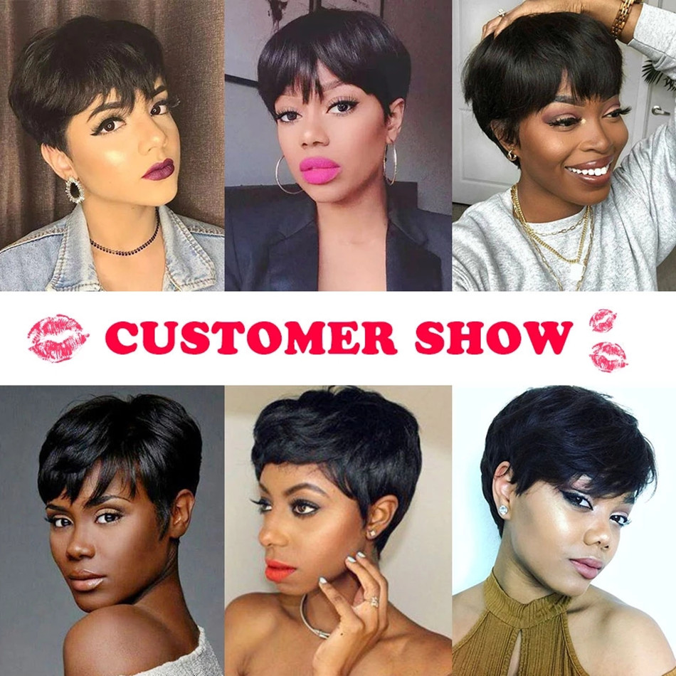 Perruques courtes en cheveux n - Short Pixie Cut Wig Human Hair Cheap avis et prix