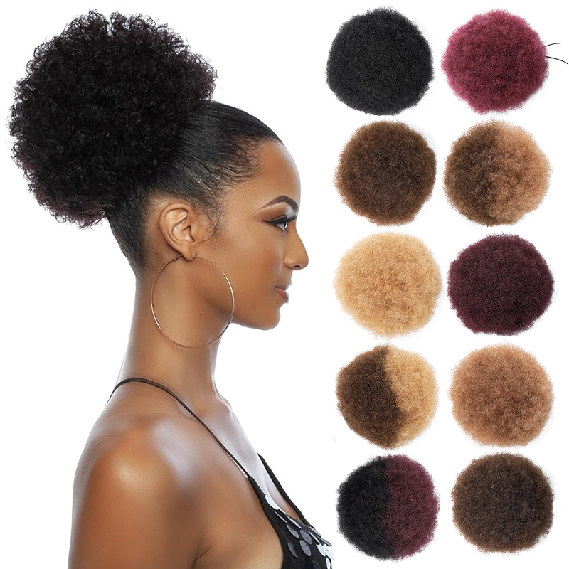 100% cheveux humains 8 pouces  - Drawstring Afro Curly Puff Ponytail avis et prix