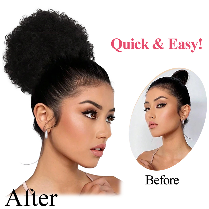 100% cheveux humains 8 pouces  - Drawstring Afro Curly Puff Ponytail avis et prix