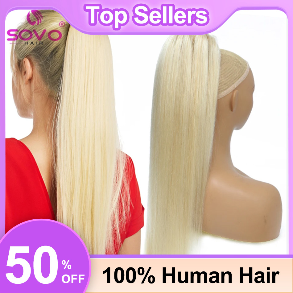 SOVO cordon queue de cheval ch - Seamless Clip In Hair Extensions Human Hair avis et prix