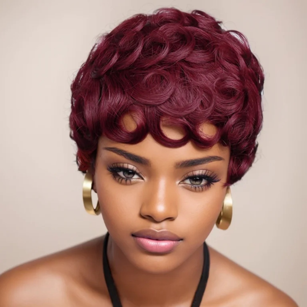 99J coupe lutin perruque cheve - Short Pixie Cut Wig Human Hair Cheap avis et prix