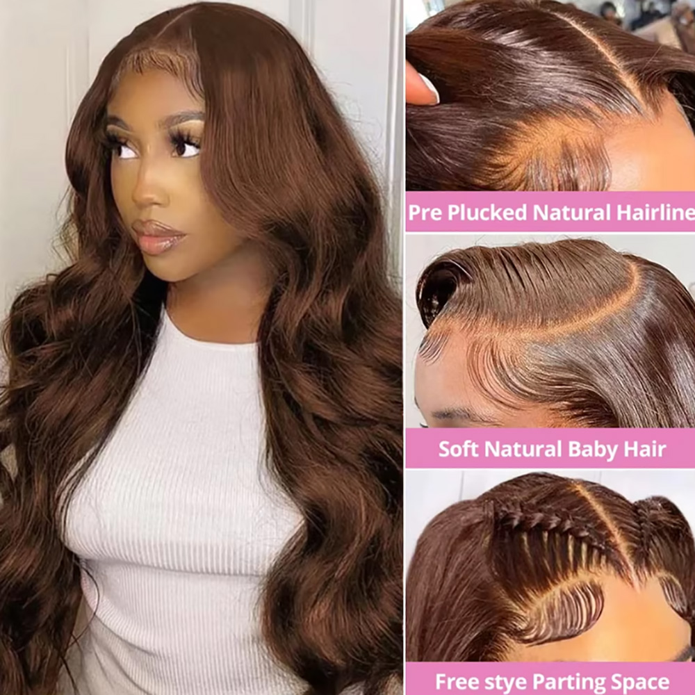 Chocolat # Perruque Body Wave  - Human Hair Wigs avis et prix