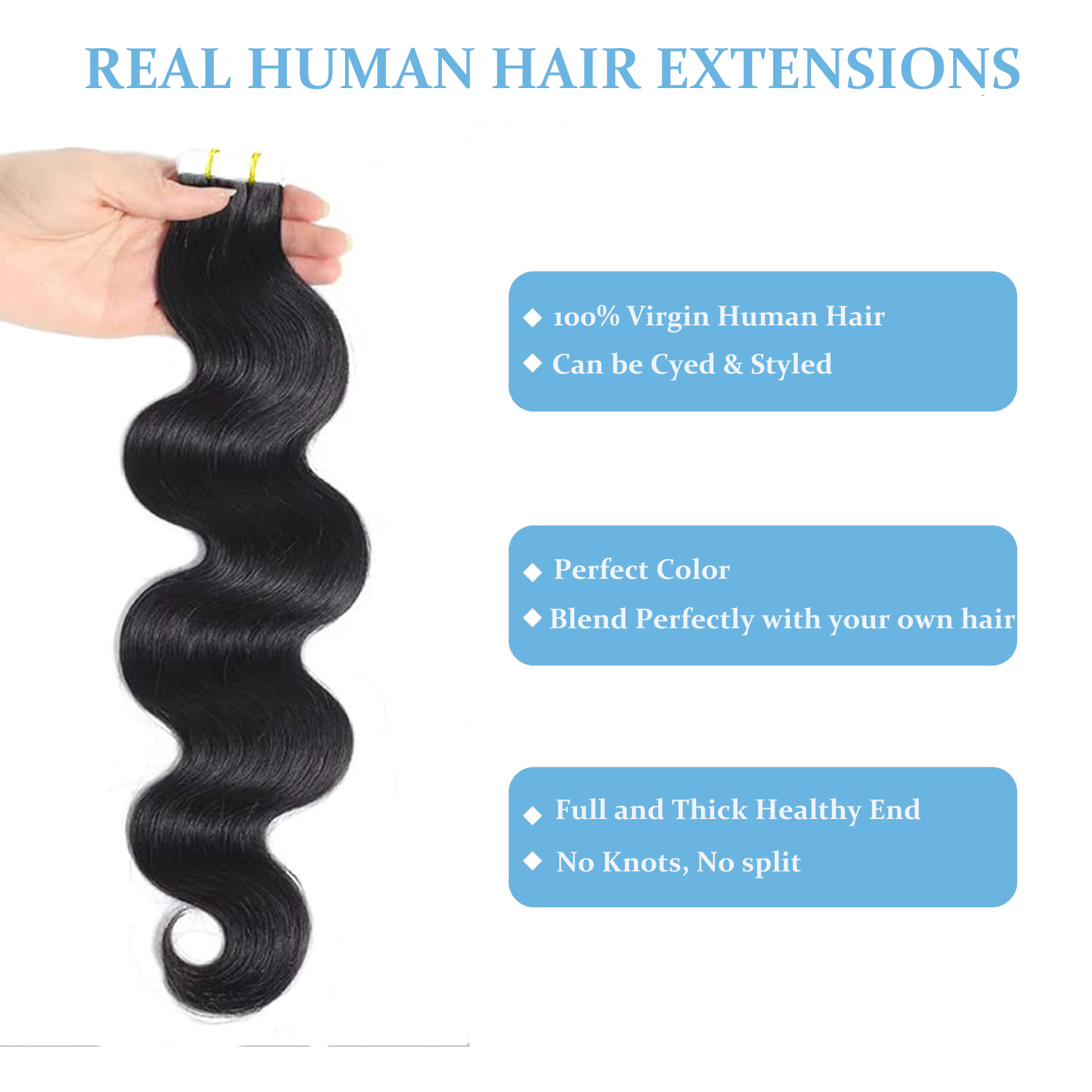 Extensions de cheveux à bandes - Invisible Tape In Extensions Real Hair avis et prix