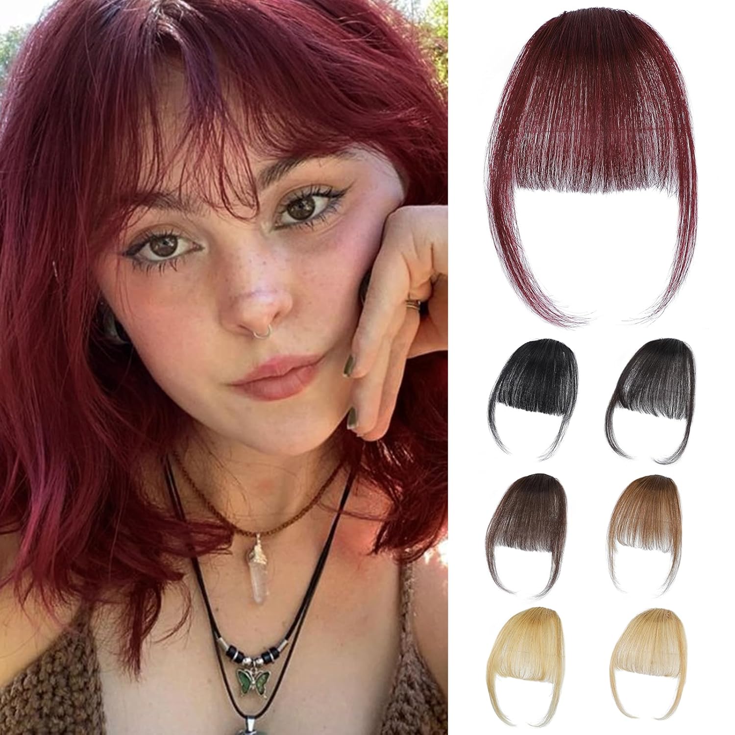 Bourgogne pince en frange 100% - Seamless Clip In Hair Extensions Human Hair avis et prix